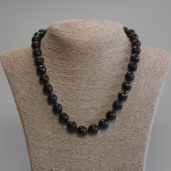 Agate Bead Necklace, Faceted Ball, 11.5 mm diameter, ~50 cm length with clasp