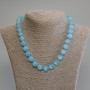 Necklace Cat's Eye Blue Smooth Bead, 11mm diameter, length 50cm with clasp