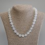 Cat's Eye Necklace, Gray Smooth Beads, 12mm Ø, 50cm + 5cm Extender