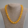 Cat's Eye Necklace Orange Color Smooth Bead, 12mm ± diameter, 50cm +5cm extender chain