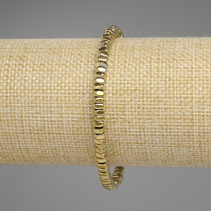 Hematite Bracelet Gold Color Square Rondelle 4x2mm+-, Length 7.1in+- Stretch