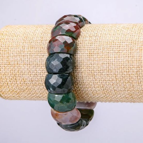 Bracelet faceted jasper colored links, 20x12 mm diameter, length 18 cm (+-) (stretch)