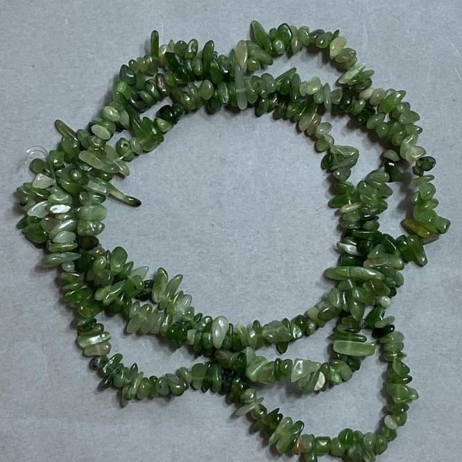Jadeite Nugget Beads on Long Thread, 76 cm