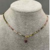 Turmaline Bead Necklace with Faceted Cubes 2x2mm+- Pendant 14x6mm+-, Length 42cm + 5cm Extender Chain
