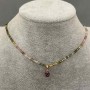 Turmaline Bead Necklace with Faceted Cubes 2x2mm+- Pendant 14x6mm+-, Length 42cm + 5cm Extender Chain