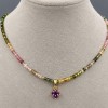 Turmaline Bead Necklace with Faceted Cubes 2x2mm+- Pendant 14x6mm+-, Length 42cm + 5cm Extender Chain