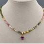 Turmaline Bead Necklace with Faceted Cubes 2x2mm+- Pendant 14x6mm+-, Length 42cm + 5cm Extender Chain