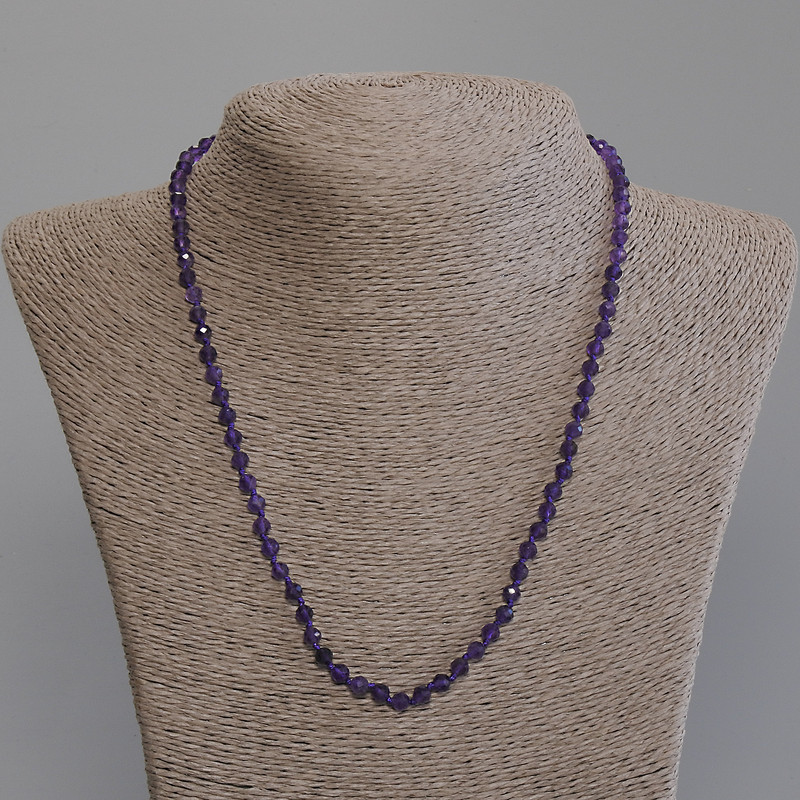 Faceted Amethyst Bead Necklace, 4 mm +/-, 50 cm +/- with clasp