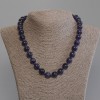 Purple Cat's Eye Bead Necklace, Smooth Round Beads, 11.5mm diameter, 50mm length, with clasp