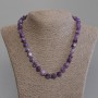 Sugilite Beads Multifold Facets, 10x9mm±, seed beads 3mm±, length 45cm± with clasp