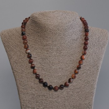 Agate Bead Necklace smooth round bead 8mm diameter, length 50mm with clasp