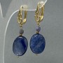 Earrings Kyanite Oval 18×13 mm+- Iolite Faceted Cube, diameter 4×4 mm+-, length 43 mm+-