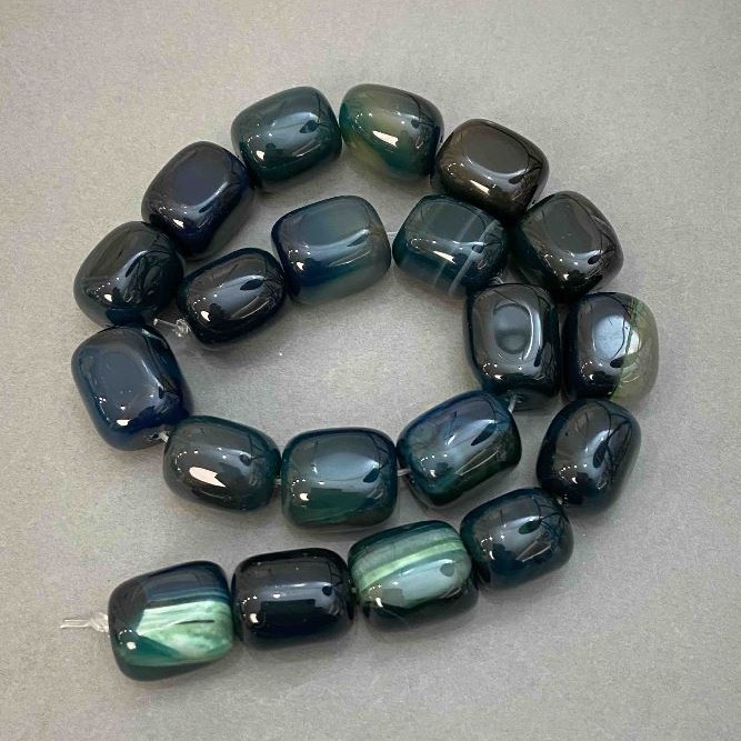 Agate Beads Bar, diameter 17-19x15-17mm± on thread, length 38cm+
