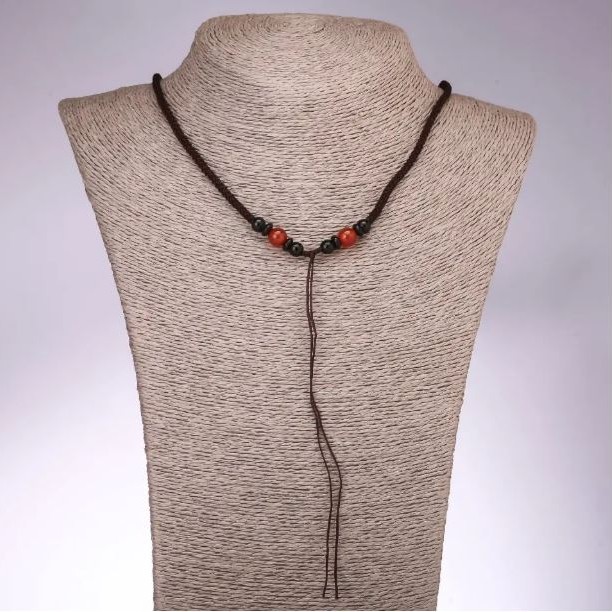 Bead Cord for Jewelry with Carnelian Bead, 65 cm