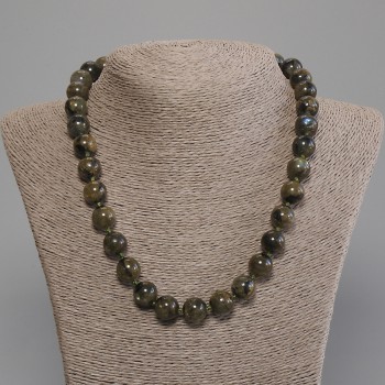 Labradorite Bead Necklace smooth rounds, diameter 12mm ±, length 50cm ± with clasp