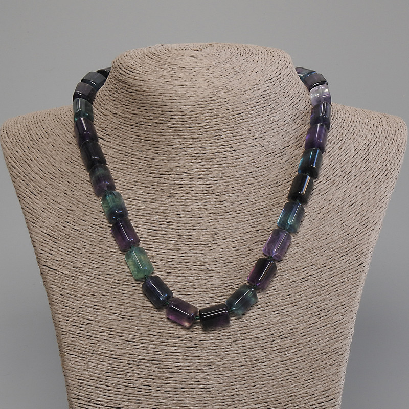 Fluorite Necklace with Triangular Beads, 14x10x10x10 mm, length 50 cm, with clasp