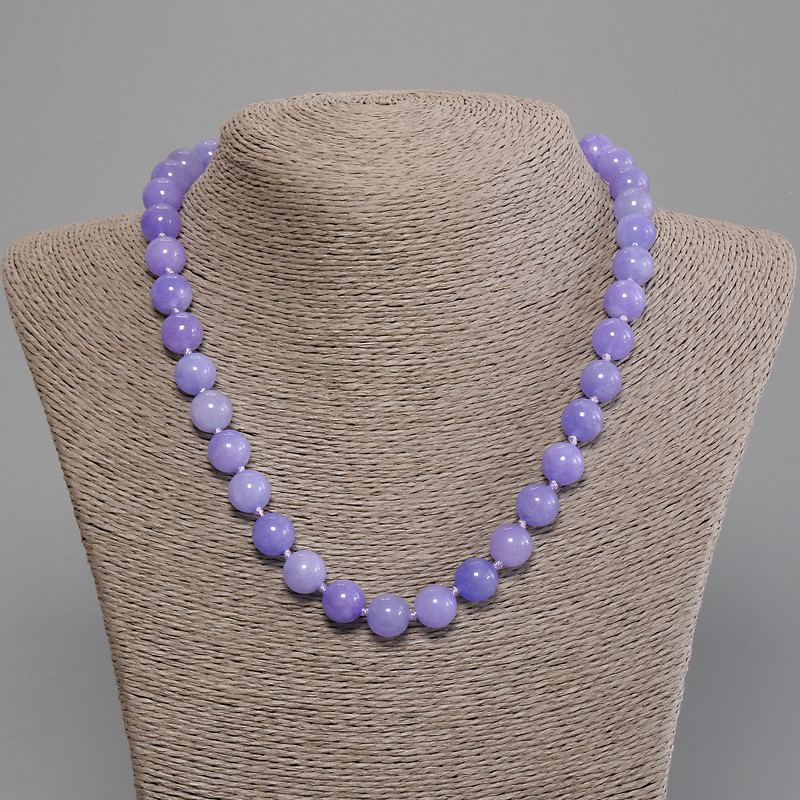 Aquamarine Necklace Smooth Bead, 10mm Diameter ±, Length 50cm ± with Clasp