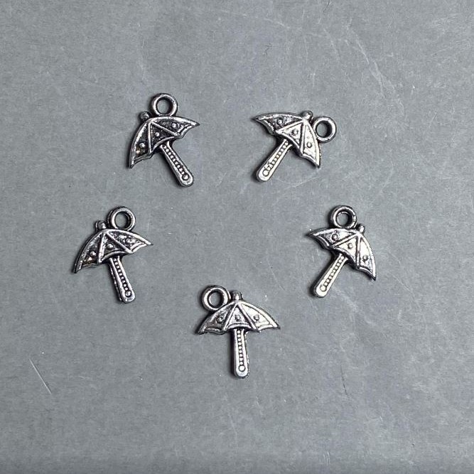 CLEARANCE! Packaging 0.5 kg Clasps Pendant Umbrella plastic color dark silver, size 18x16x3mm± hole diameter 3mm+