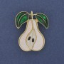 Brooch Pendant Pear Enamel Gold Tone Metal 40x33mm+