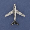 Brooch Airplane with White Crystals Silver Metal 43x40mm+