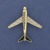 Brooch Airplane White Crystals Gold-Toned Metal 43x40mm+