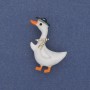 Brooch Goose Colored Enamel and White Crystal with Gold Metal 40x23mm+