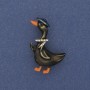 Brooch Goose Colorful Enamel with White Crystals Gold-Tone Metal 40x23mm+