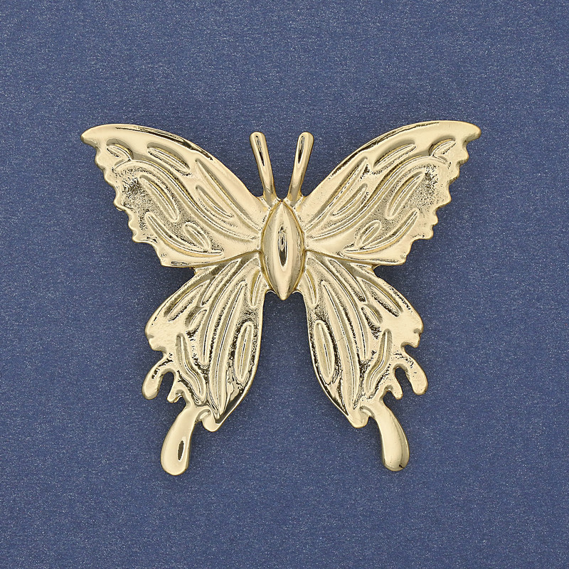 Brooch Butterfly Gold-tone Metal 45x42mm+