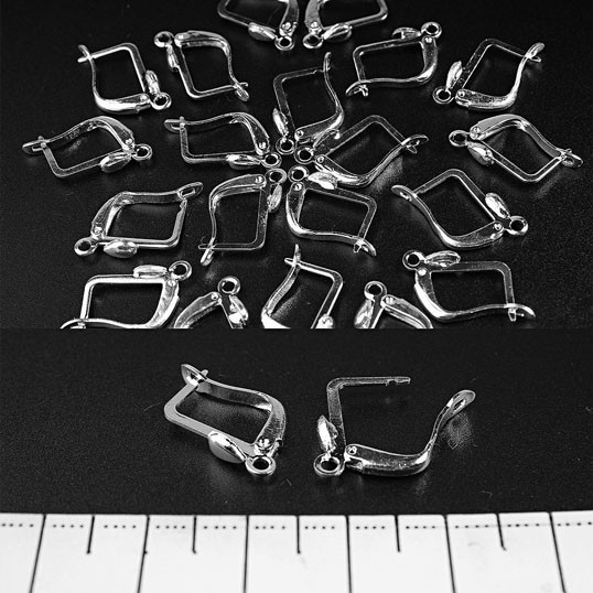 Findings Ear Wires English Lock "Teardrop" 50 +/- Pairs 14x10mm +/- Silver-Tone Metal