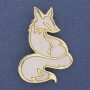 Brooch pendant Fox color white pearlescent gold metal 56x38mm+