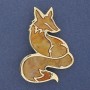 Brooch Pendant Fox, golden, pearlescent, golden metal 56x38mm+