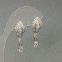Xuping Earrings with White Rhinestones, 10mm Diameter, ~30mm Length, Rhodium
