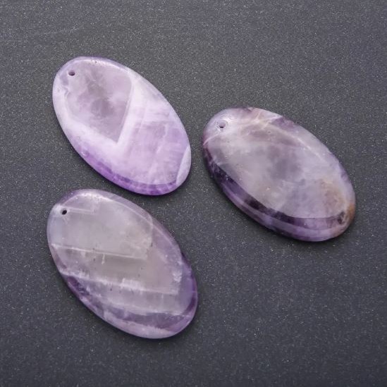 Pendant with Amethyst Natural Stone Oval 30x50mm with Natural Inclusions