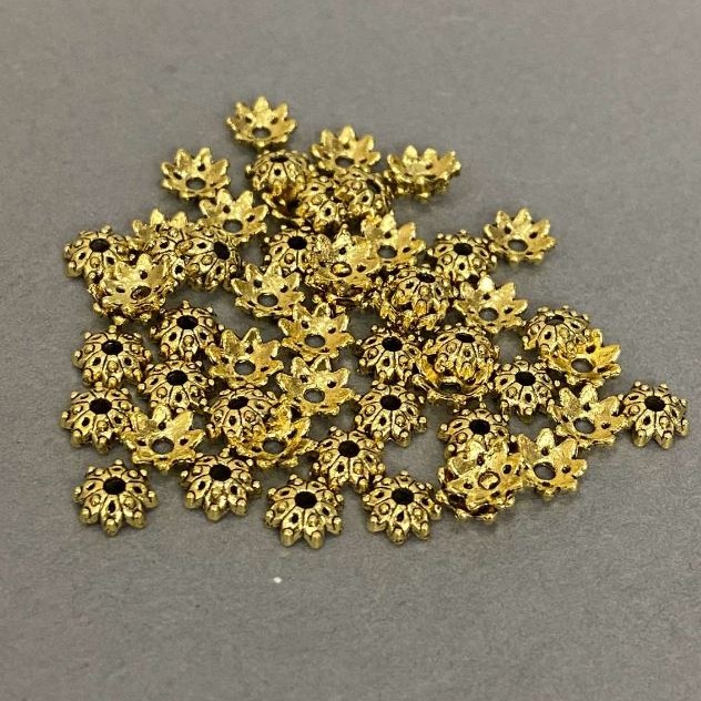 End cap findings for beads, metal color gold, diameter 5.5×1 mm± hole, diameter 1.3 mm± packaging 20 g (~155 pcs)