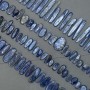 Kyanite teardrop butterfly beads assortment sizes, diameter 14-50×7-22mm±, 5mm+/- seed beads, thread length 39m±