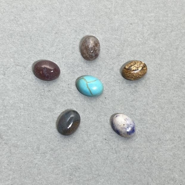 Cabochon Assortment Findings (Turquoise Jasper Agate Sodalite) 8x6mm± 6pcs