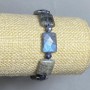 Bracelet Labradorite with faceted iridescence, faceted bead 16x12mm±, Sapphire faceted bead, diameter 5.5mm±, length 18cm stretch