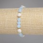 Bracelet Aquamarine Faceted Coin 6mm+-River Pearls 7-8×7-7.5mm+- Hematite Beads 2mm+-, length 18cm stretch
