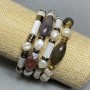 Set of Bracelets: Pearls 7-9x7-8mm, Jasper Grain 20x10mm+, Hematite Rondelle 6xmm+, Pearl Cylindrical 13x6mm+-, length 18cm, stretch