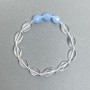 Bracelet Mountain Crystal Tumbled Oval, diameter 12x8x4mm + Aquamarine Faceted Bead 10x8.5mm+, length 18cm stretch