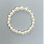 Bracelet, White Majorca Pearl, acrylic beads, diameter 8mm±10mm + crystal insets, length 18cm stretch
