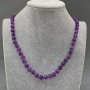 Amethyst Bead Necklace, round bead, diameter 6.5 mm ±, length 45 cm ± with clasp
