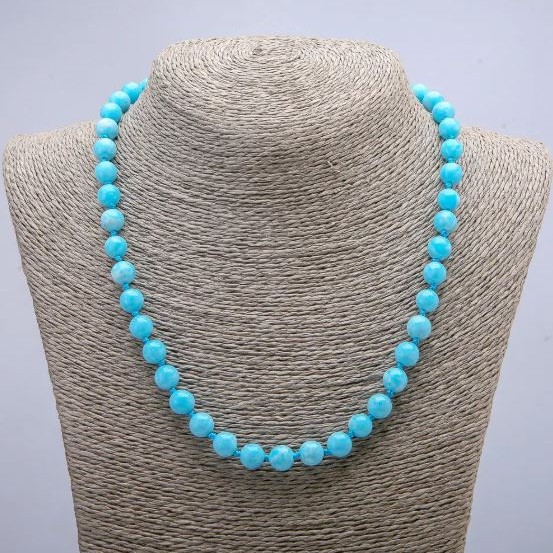 Larimar Necklaces Larimar smooth bead, diameter ~8 mm, length 46 cm