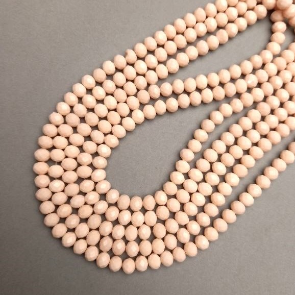 Czech Crystal Beads on a String, faceted rondelle, 8x6mm + -, thread length 37cm +