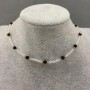 Choker Czech Crystal Faceted Rondelle 3x2.5mm + Turmaline Bead 4mm+- Length 38cm + 5cm Extender Chain