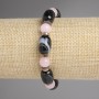 Bracelet Pink Quartz Bead 8mm+-Agate Bar 14x10mm+- Hematite Rondelle 6x2mm+- length 18cm+- stretch