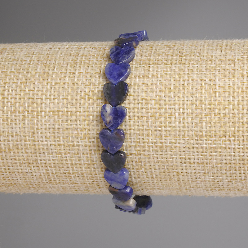 Sodalite Heart Bracelet 8mm+-, length 7.1 in+- stretch
