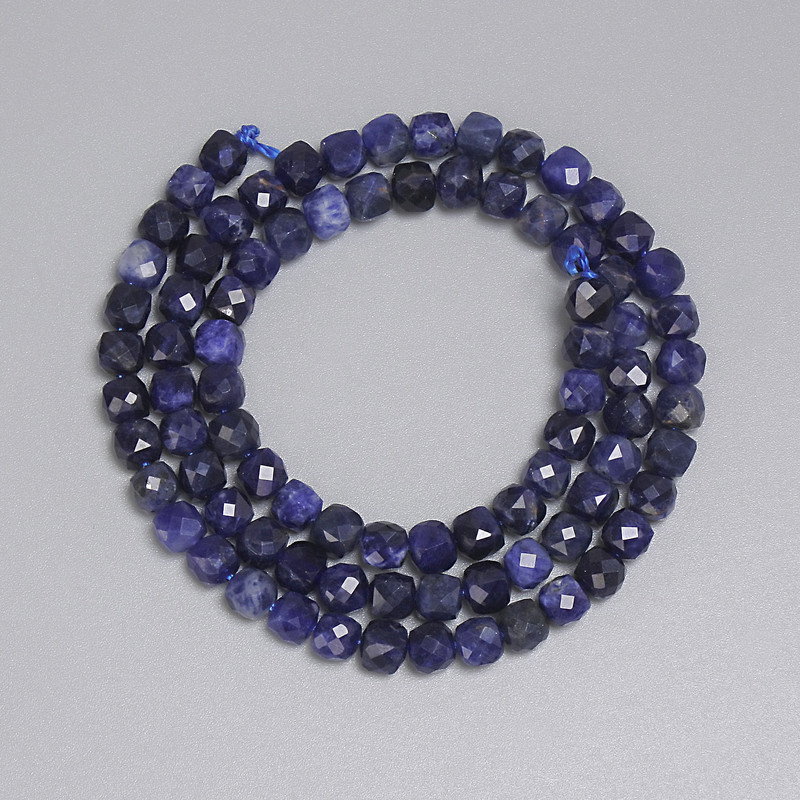 Sodalite Beads Faceted Cubes 4.5x4.5mm+, 39cm string