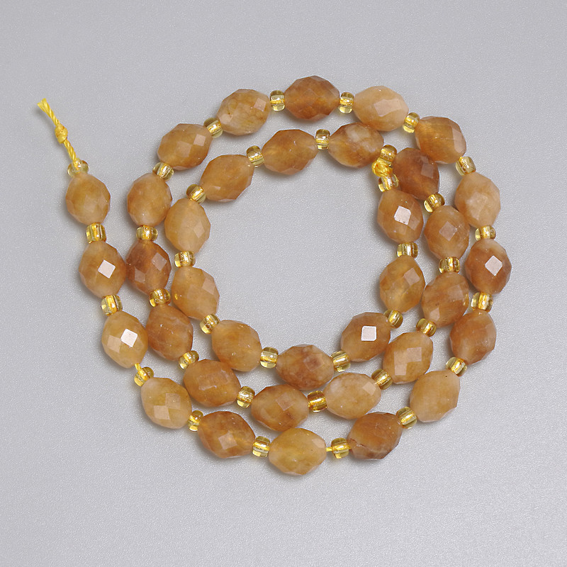 Citrine Beads Faceted Rice Beads 8x6.5mm+-, Beads 3mm+- on Thread, Length 37cm+-