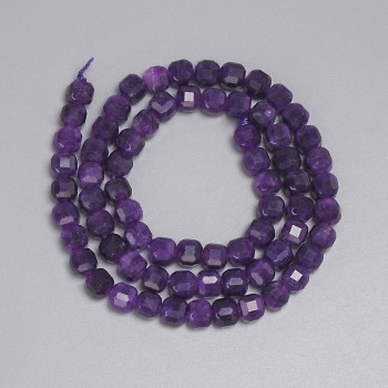 Sugilite Beads Faceted Cube 5x5mm, 38cm length on thread